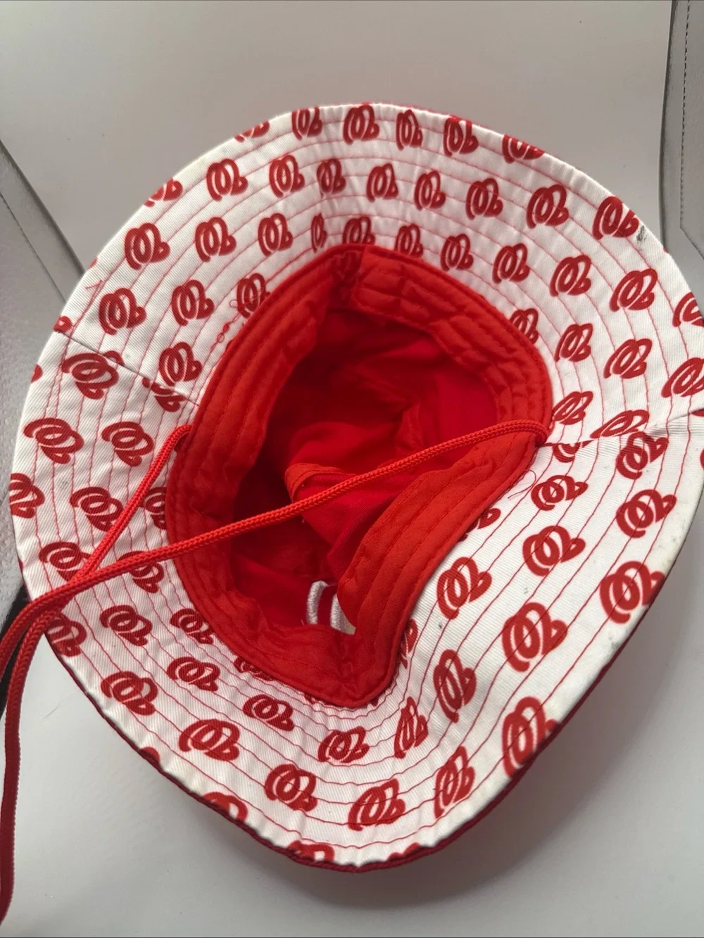 Kids Washington Nationals Red Bucket Hat with White Embroidered Logo